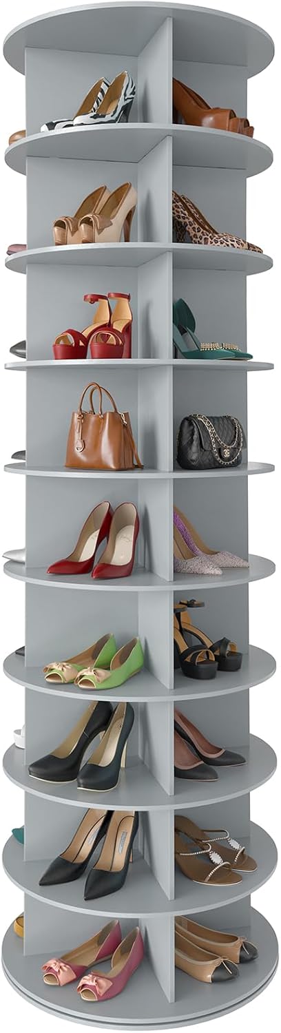 SpaceAid 9 Tier Rotating Shoe Rack Tower, Spinning Shoe Display Lazy Susan, R...