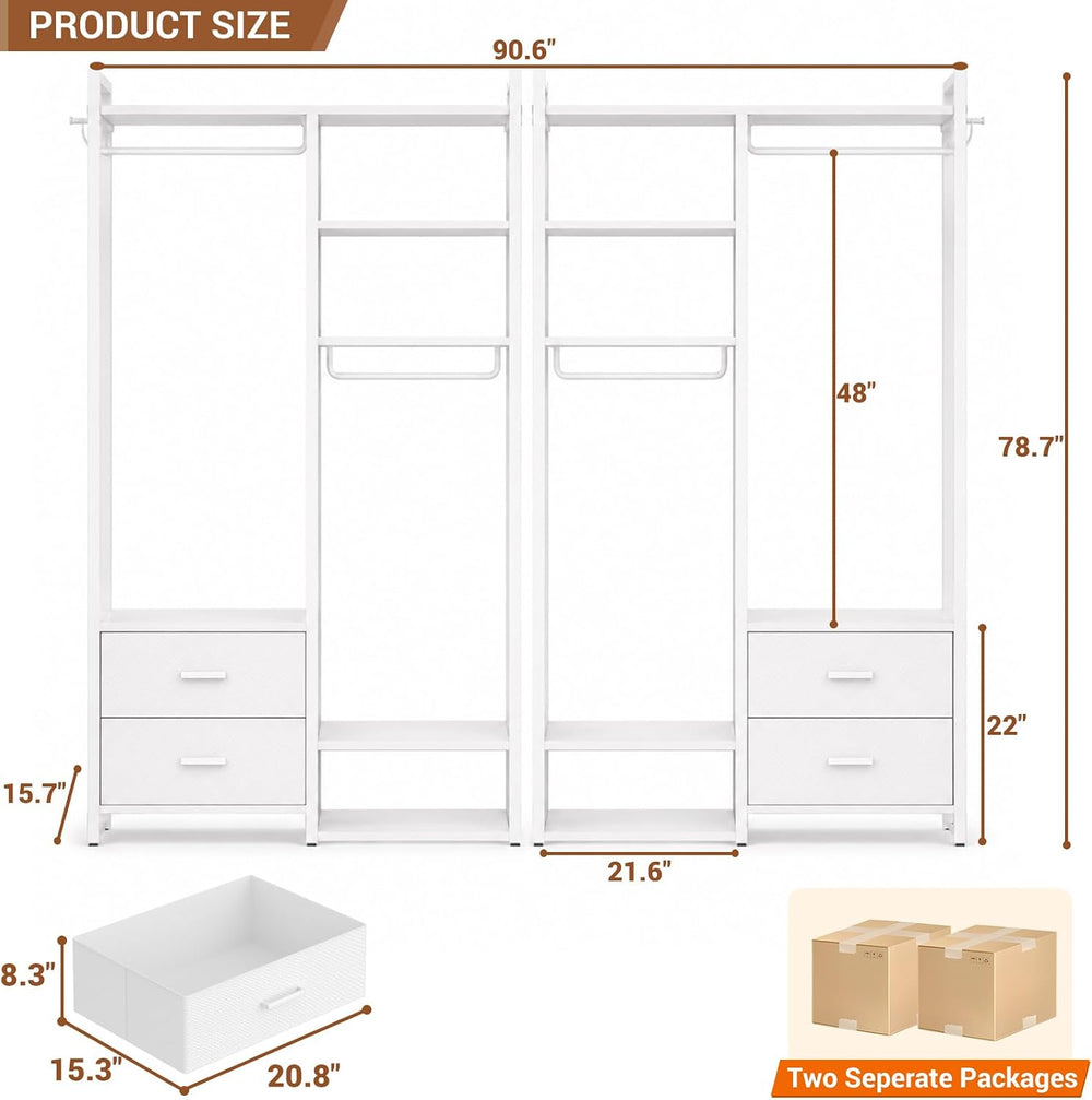 Besiost 78.7'' Clothes Rack for Hanging Clothes - Reversible Clothing...