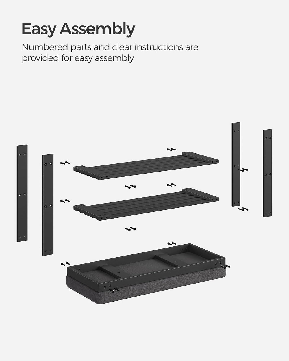 SONGMICS Bamboo Shoe Bench, 3-Tier Shoe Rack, 11.9 x 28.3 x 19.2 Inches