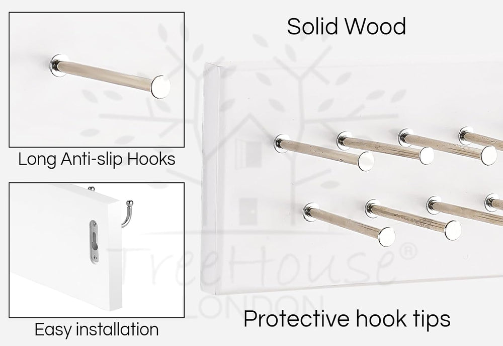 TreeHouse London Tie Rack Organizer – Holds 40 Large Ties – Solid Wood & ...