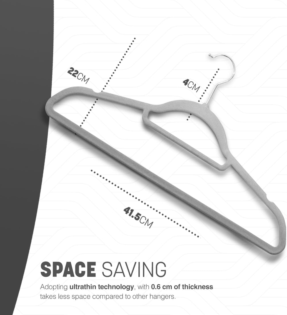 KEPLIN Grey Velvet Hangers 50 Pack - 18 inch, Thin Non Slip Hangers with Tie ...