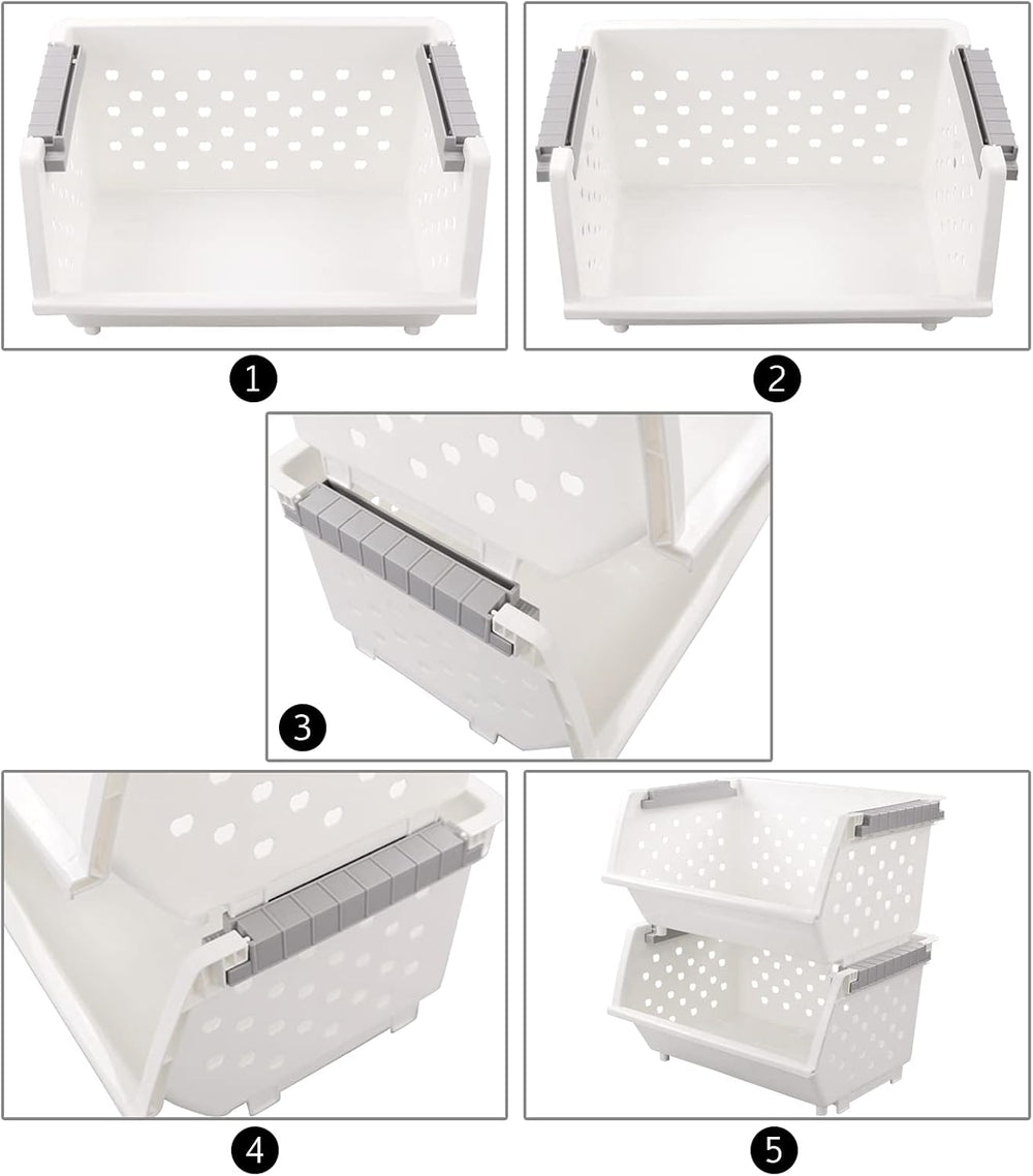 Stackable Pantry Storage Baskets, 3-Pack Snack Storage Baskets