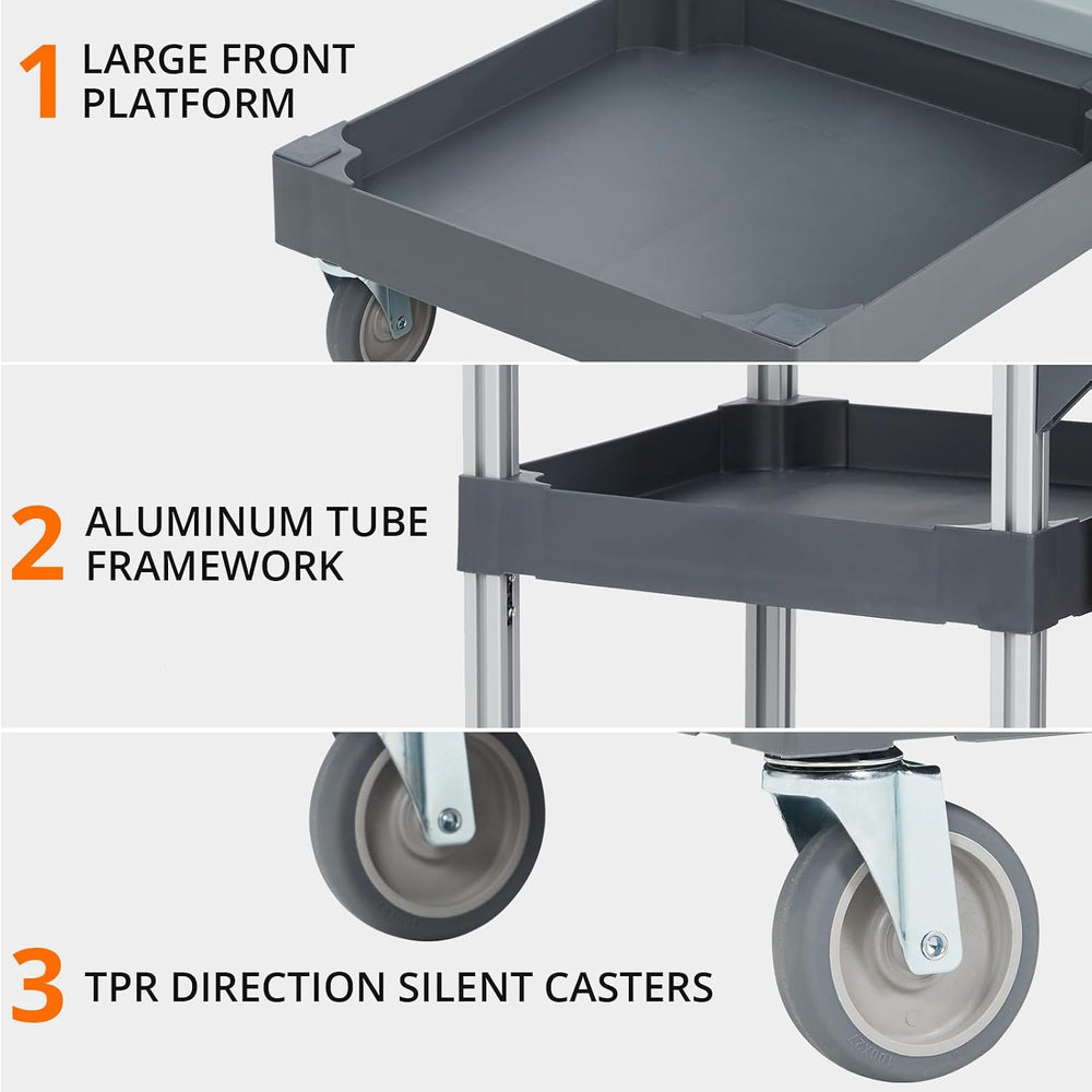 Commercial Janitorial Cleaning Cart on Wheels - Black Housekeeping Caddy with...