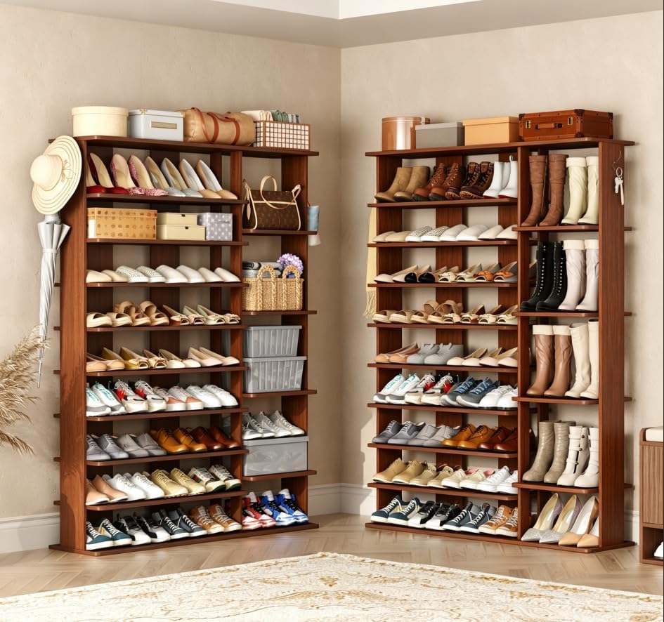 HOMEFORT 10 Tiers Shoe Rack, 50 Pairs Large Shoe Shelf, 61.8" Tall Shoe ...