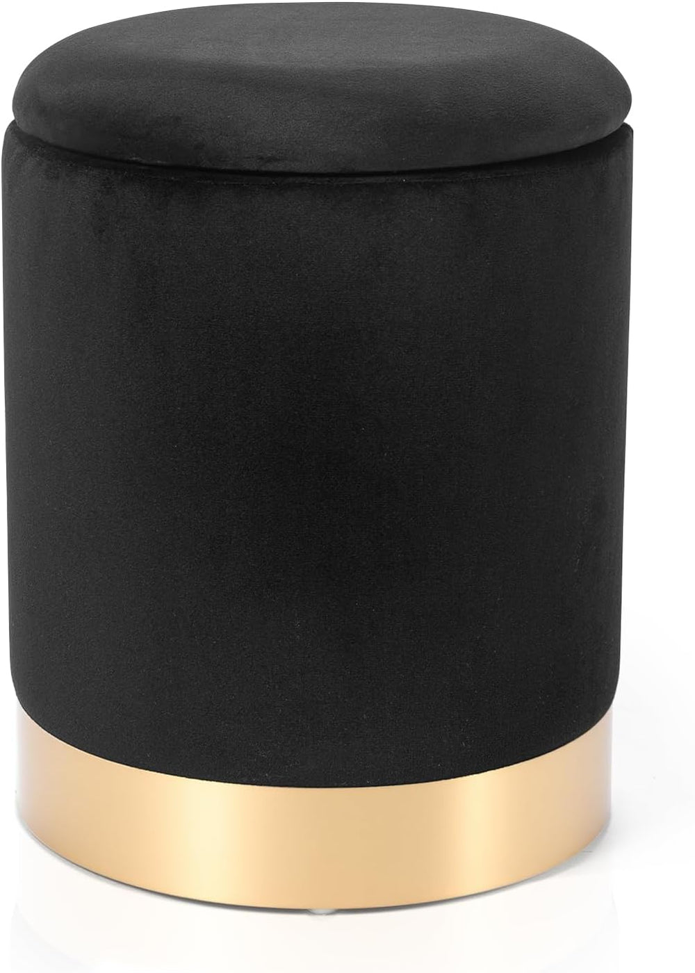 Joveco Round Storage Ottoman Footrest with Removable Lid, Velvet Upholstered ...