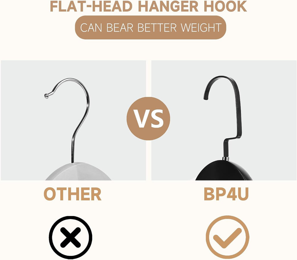 Wooden Suit Hangers with Non Slip Pants Bar, Black, 12-Pack, 17.5"