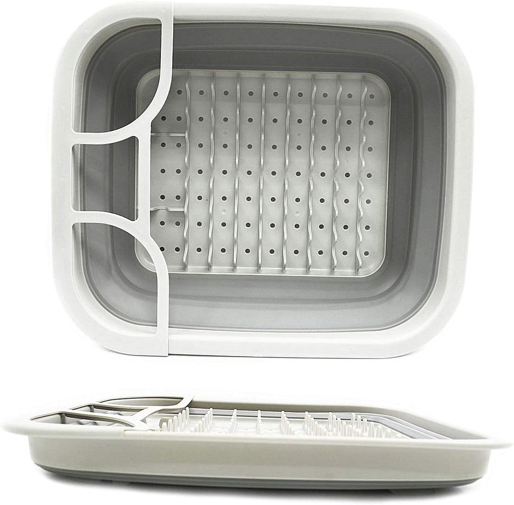 SAMMART Set of 2 Collapsible Dish Drainer with Drainer Board - Foldable Dryin...
