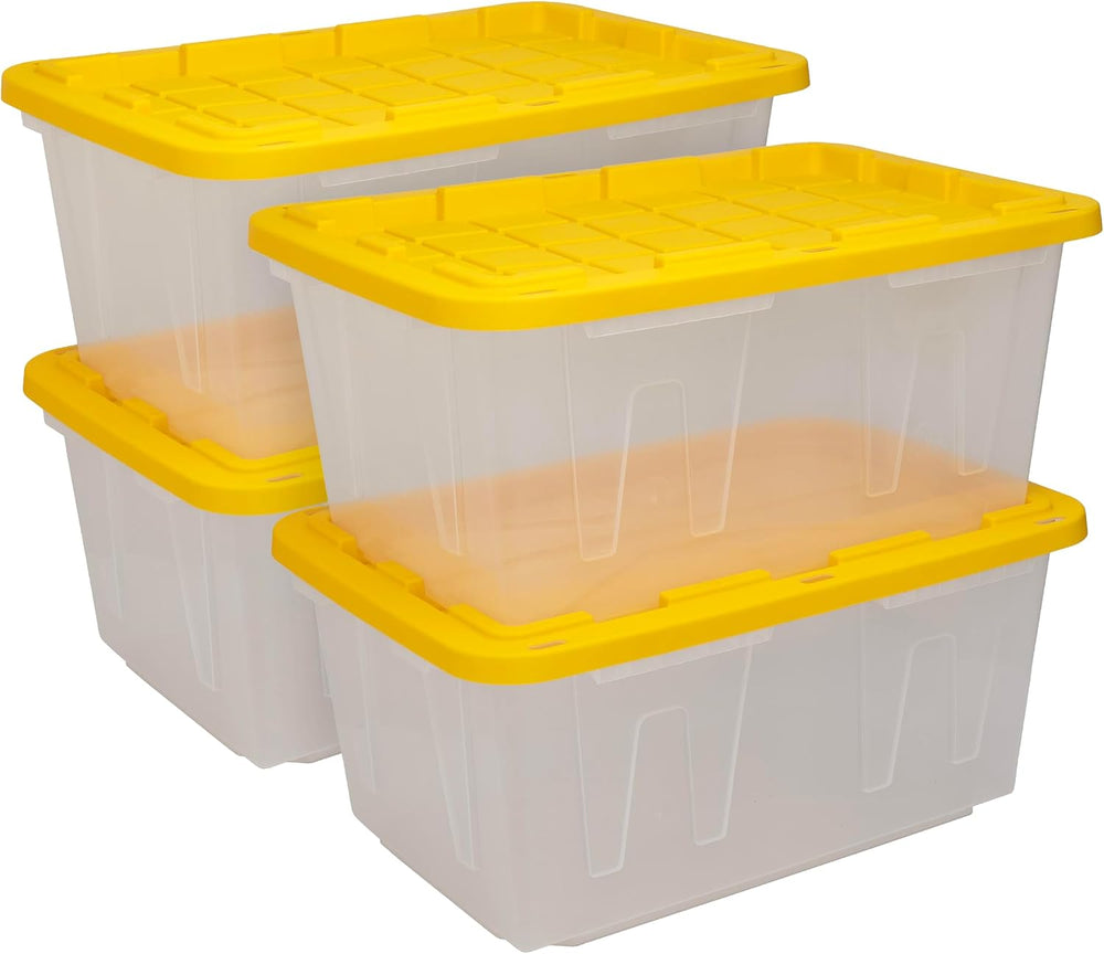 CX 27-Gallon Heavy Duty Clear Stackable Storage Bins with Lids, 4 Pack