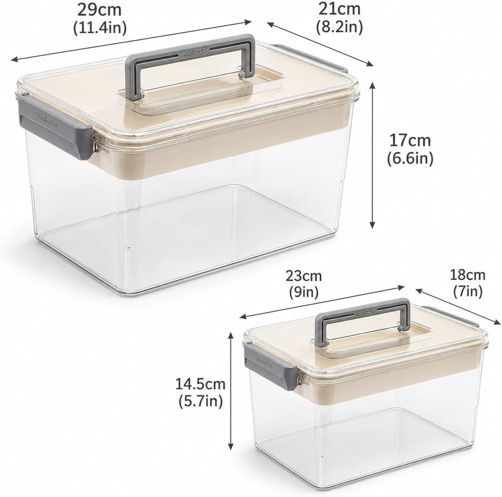 2Pack Medicine Box Set,2-Tier Large Capacity Medicine Storage Box with Handle...