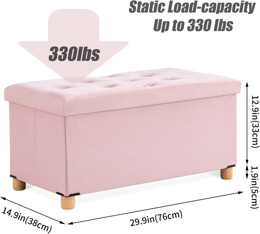 BRIAN & DANY 30 Inches Folding Storage Ottoman Bench, Ottoman with Storag...