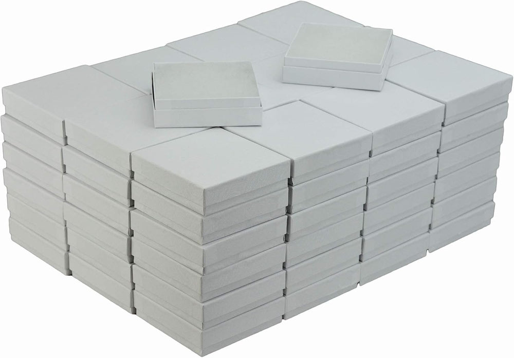 JPB White Swirl Cotton Filled Jewelry Box #33 (Case of 100) 3.5 inches x 3.5 ...