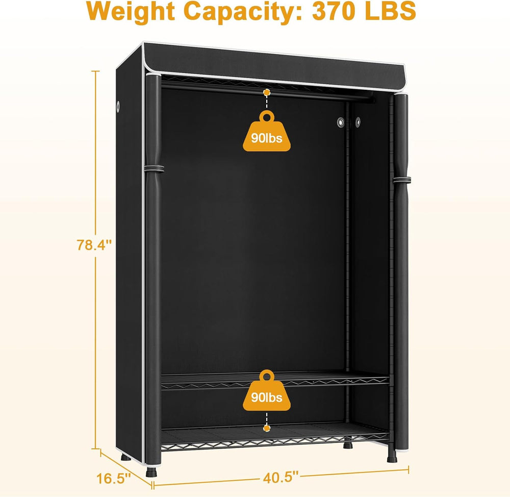 ULIFHOME H5C Plus Clothes Rack with Cover, Covered Clothing Rack Heavy Duty