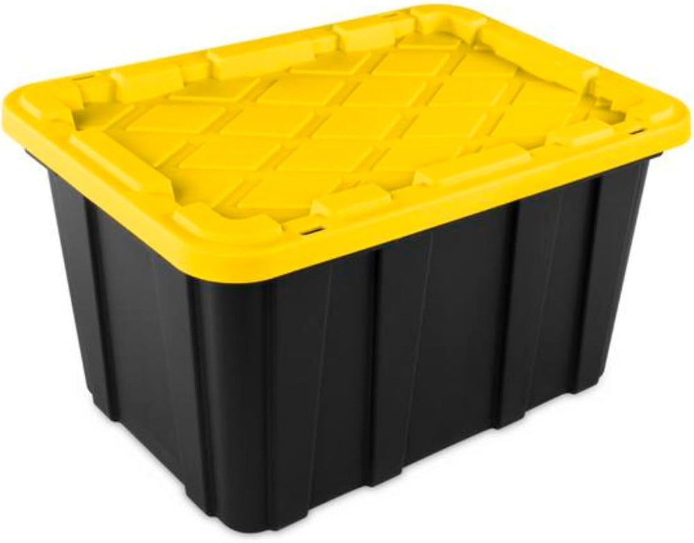 Sterilite 4-Tier Tote Rack with 4-Pack 27 Gallon Industrial Storage Totes