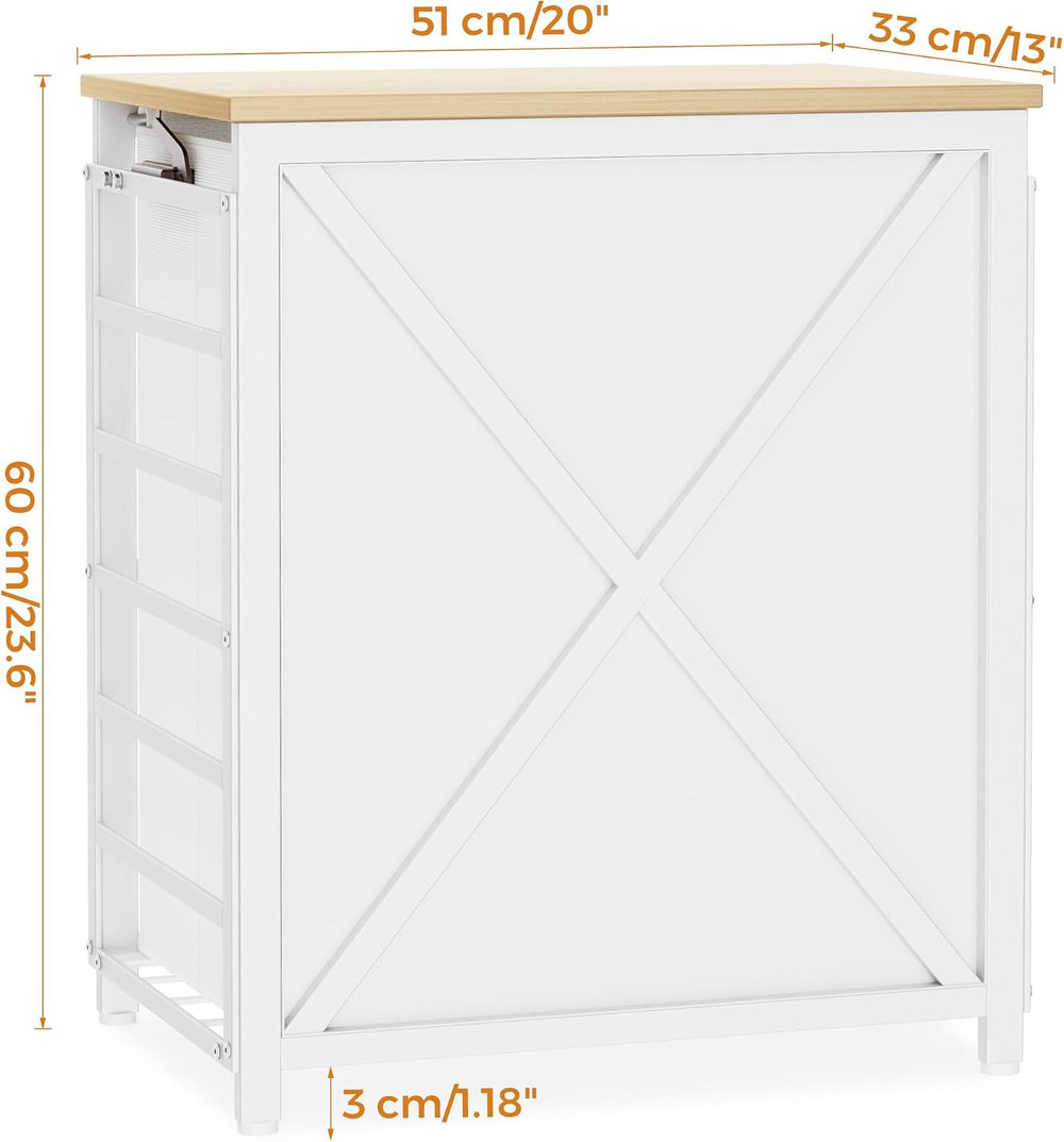 120L Laundry Hamper with Lid, 2-Section Laundry Basket