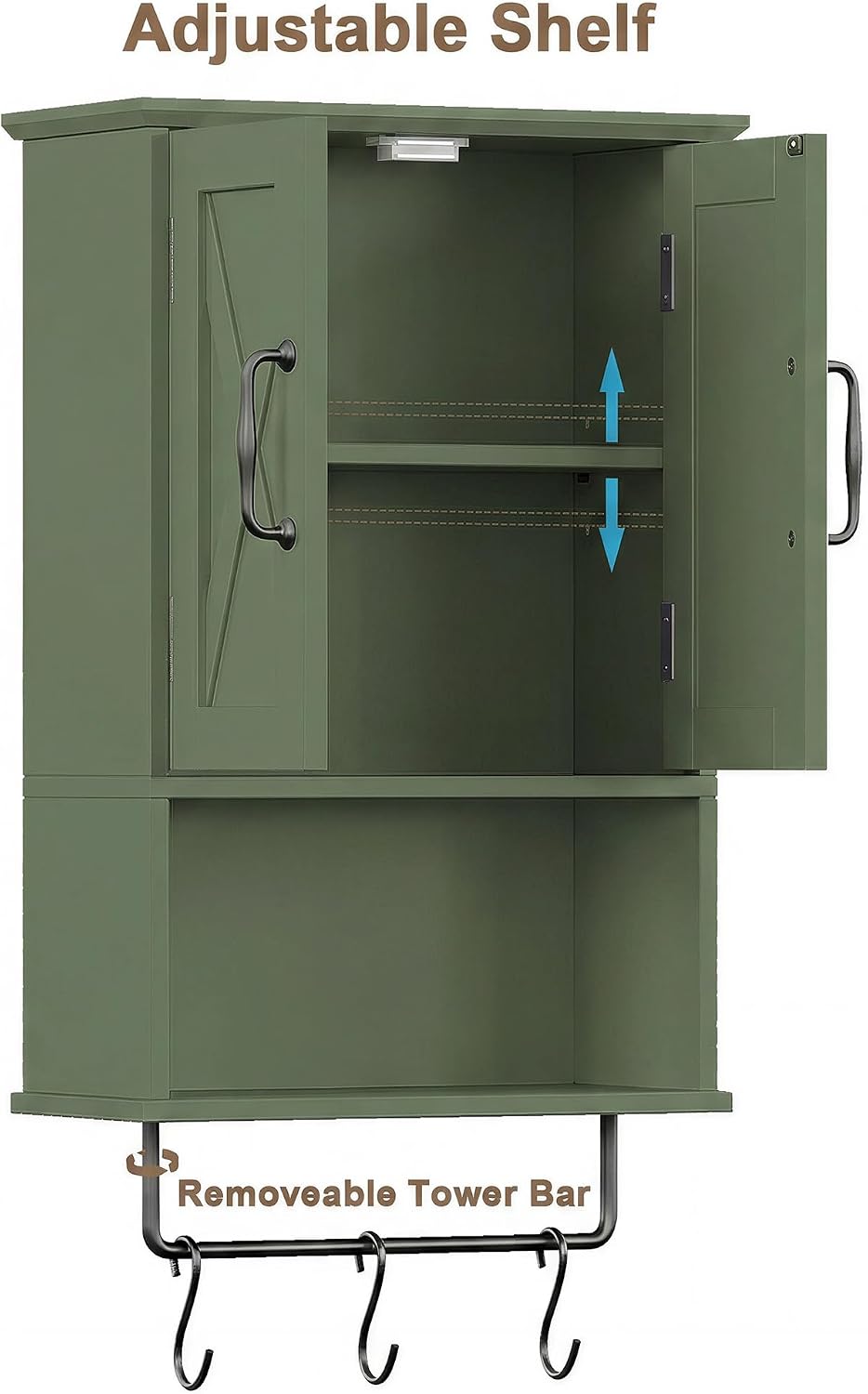 ChooChoo Small Medicine Cabinet with Towel Bar, Hanging Storage, 3 Hooks