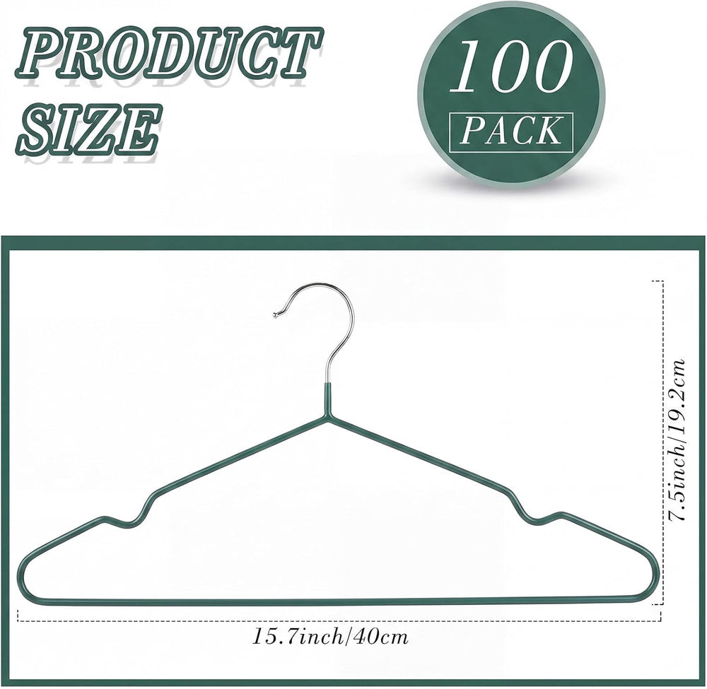 Wesiti 100 Pcs Metal Wire Non Slip Hangers for Clothes Space Saving Hanger St...