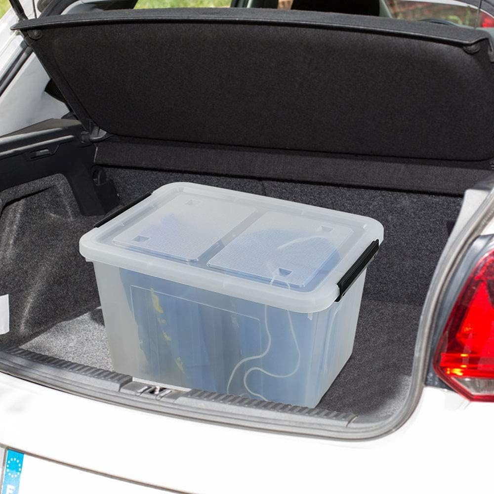 35 Quart Plastic Wheeled Storage Bin, 4 Pack Latching Storage Box