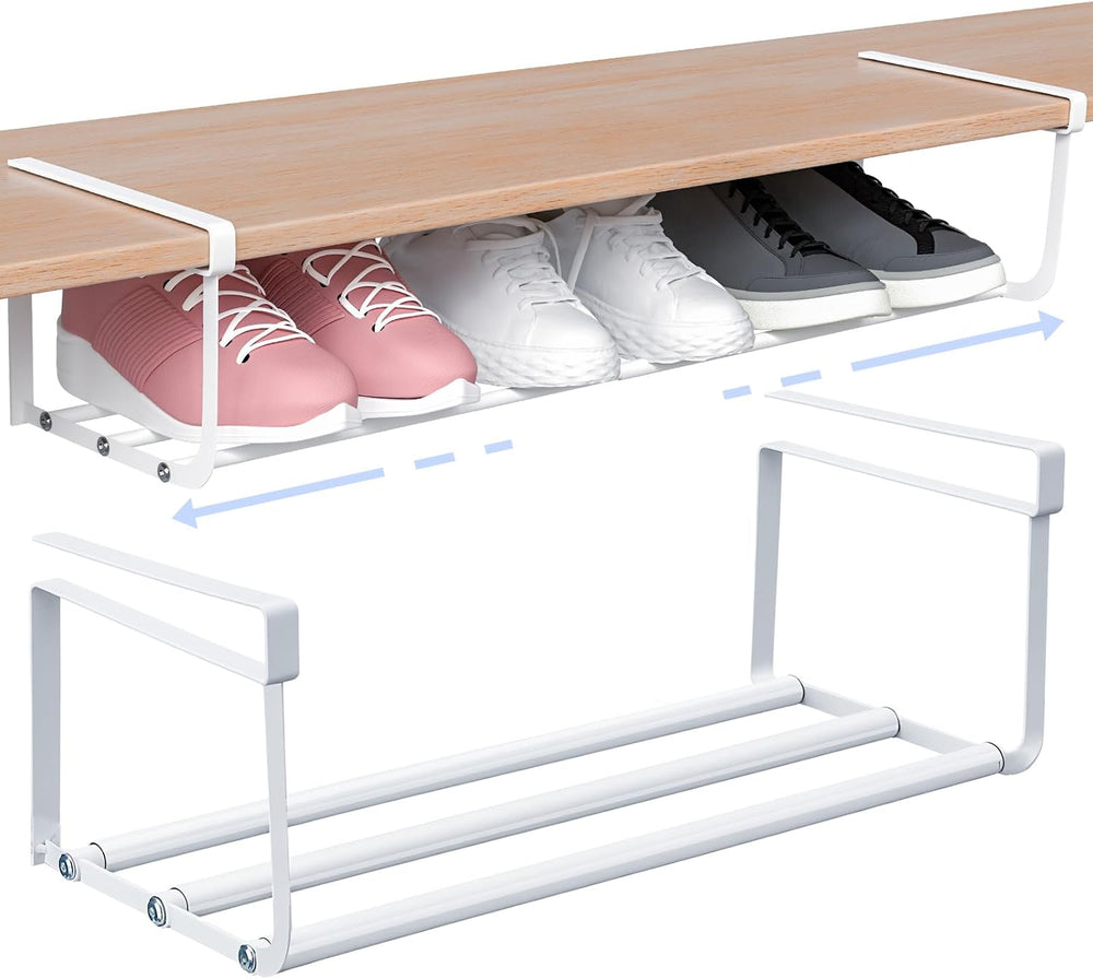 CroBlissful 4 Pcs Expandable Shoe Rack Shelf Organizer for Closet, White