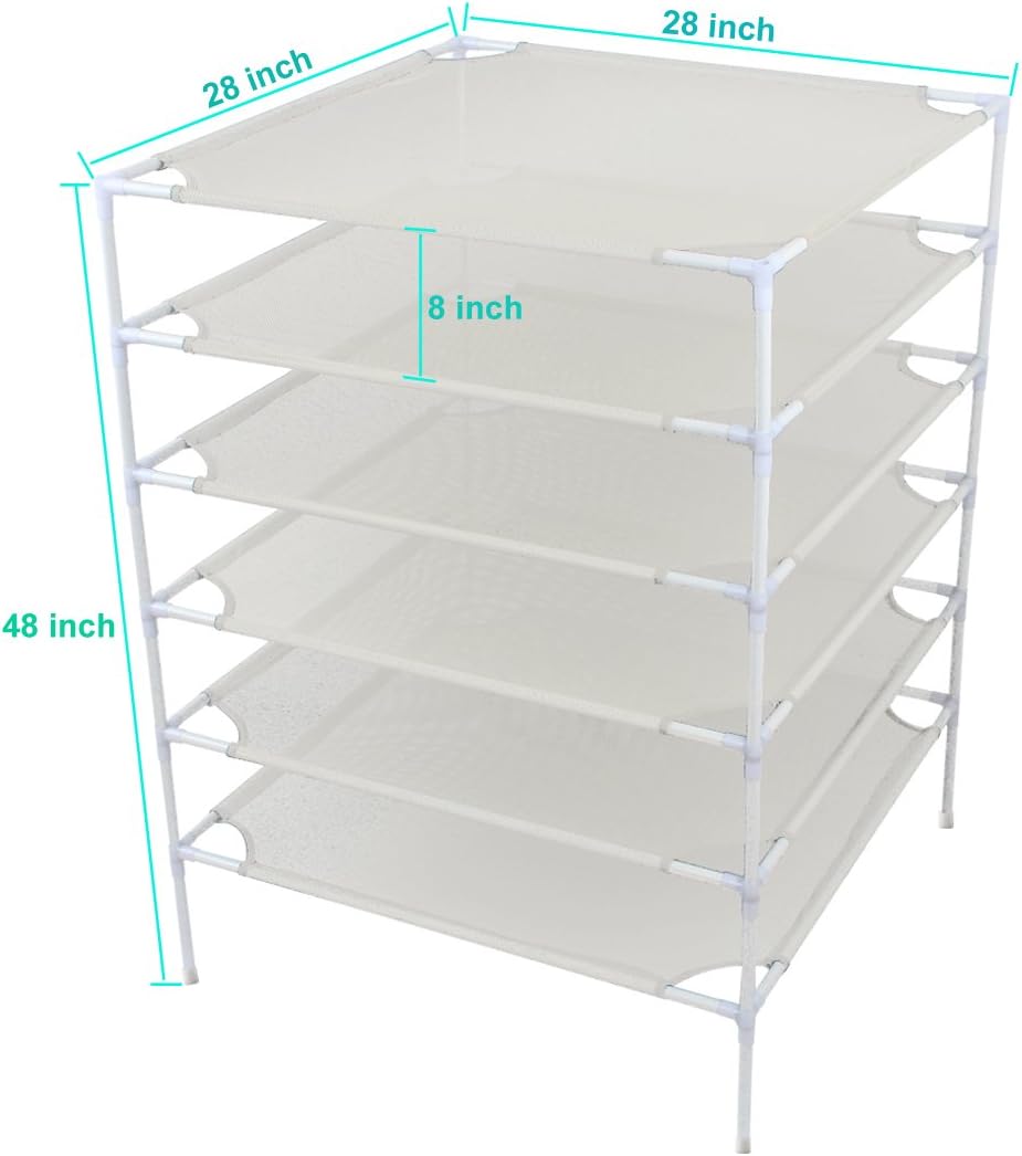 6 Layer Sweater Drying Rack Mesh Foldable,Stackable,White
