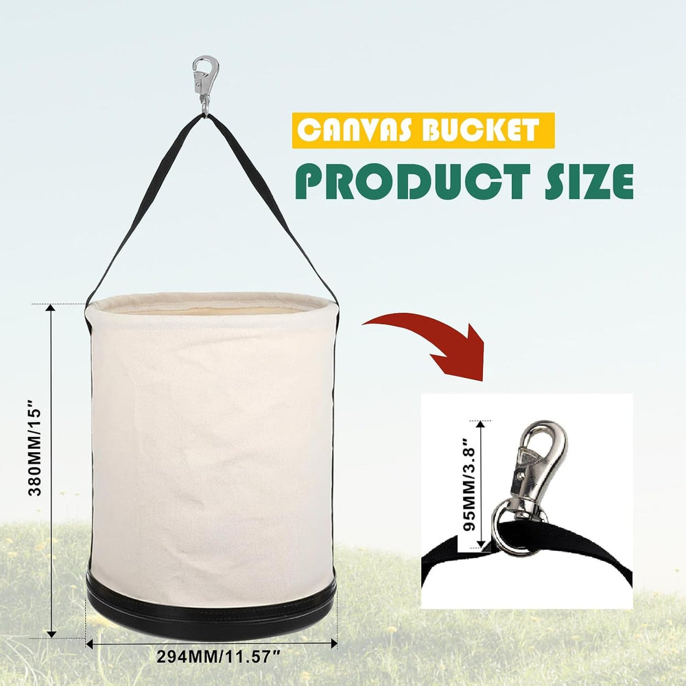 CNQLIS Canvas Tool Bucket – 11.6"x15", 150lb Capacity, w/Metal Hook