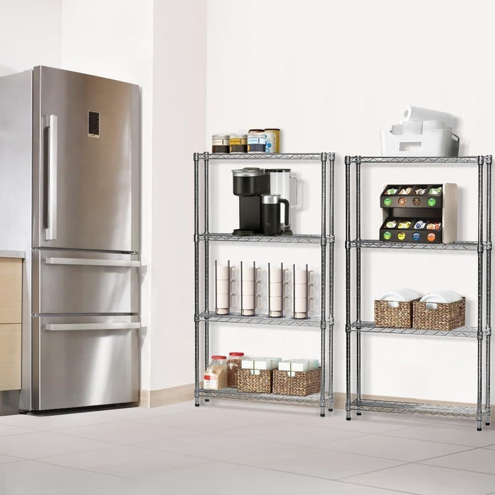 Shelving Inc. 8" d x 30" w x 72" h Chrome Wire Shelving with 4 Tier Shelves