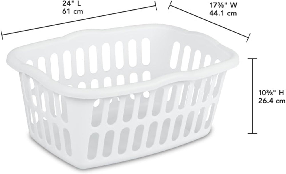 Sterilite 12-Pack Rectangular Laundry Basket, Plastic Clothes Hamper, 1.5 Bus...
