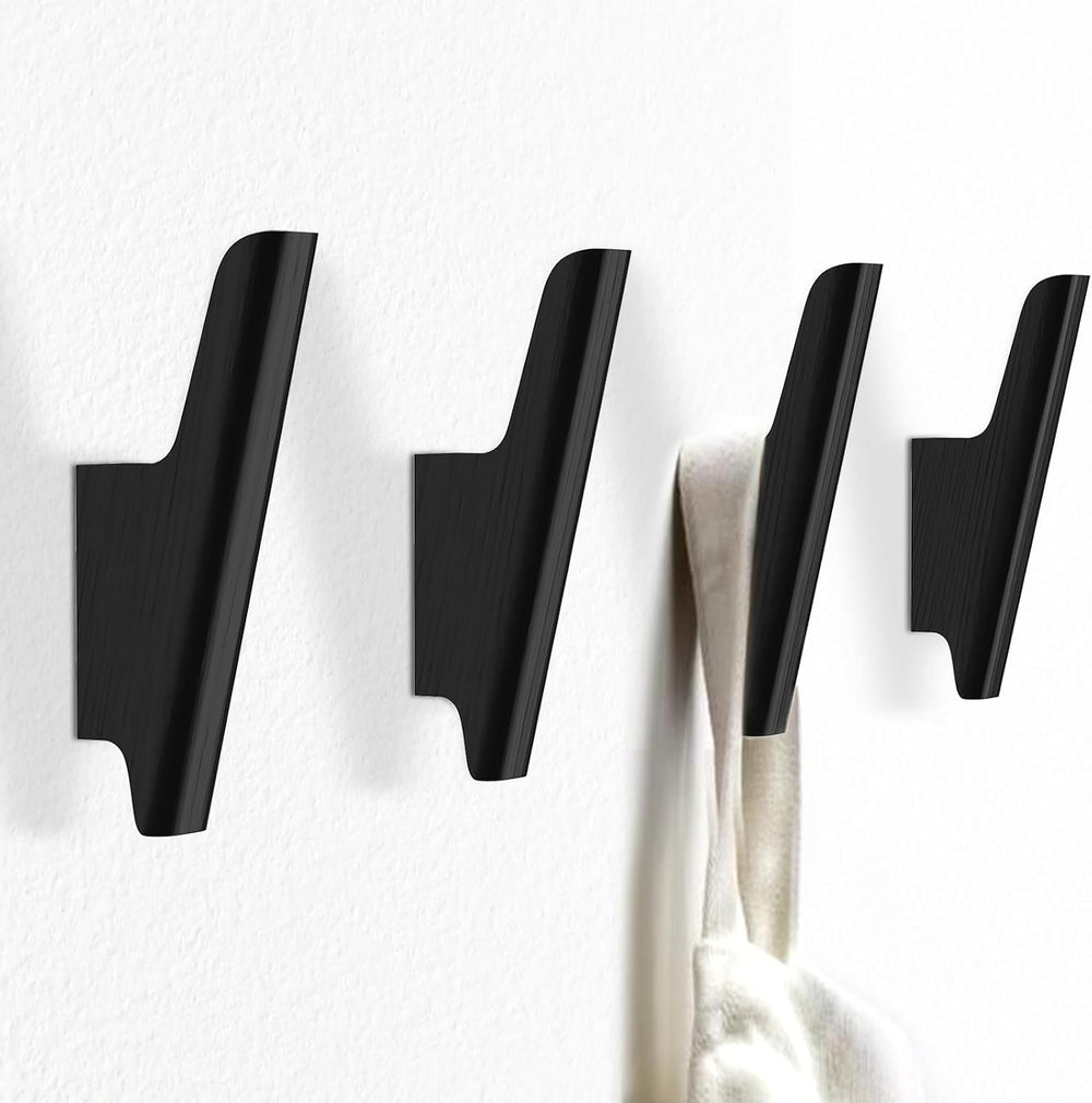 Wood Wall Hooks 4 Pack Coat Hooks Wall Mount, Towel Hooks for Bathrooms