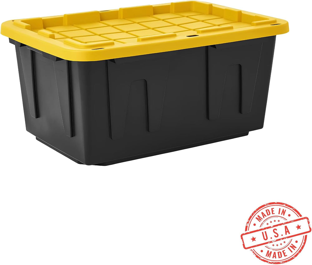 12-Pack Heavy Duty Storage Totes with Lids, 27 Gallon - Stackable Plastic Sto...