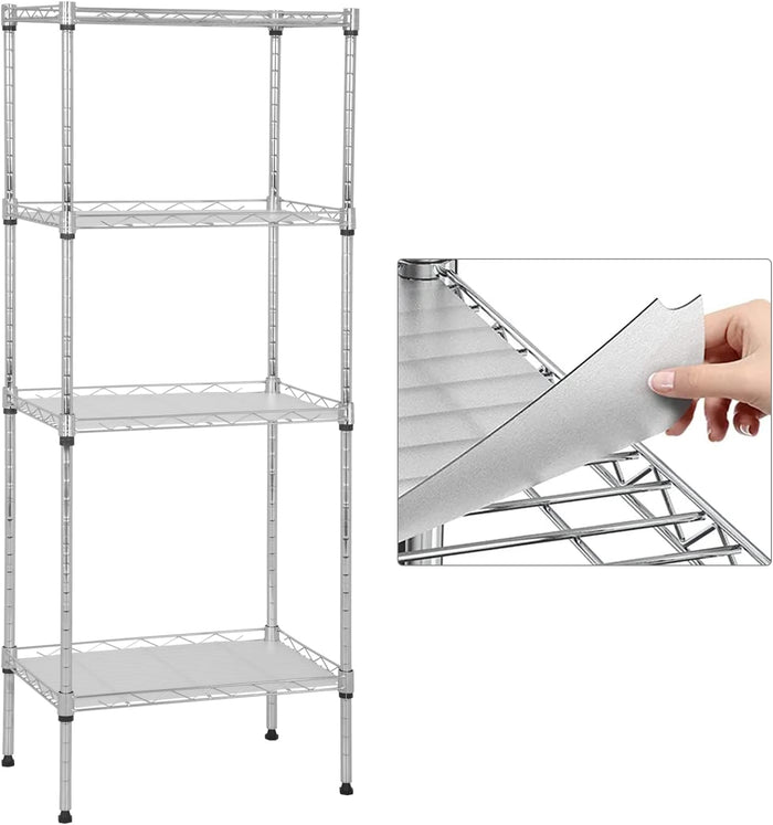 4-Tier Wire Shelving Unit, 600 lb, 18 x 12 x 44 in, Chrome