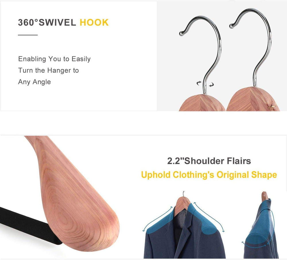 TOPIA HANGER Unfinished American Red Cedar Wood Coat Suit Hangers, Luxury Woo...