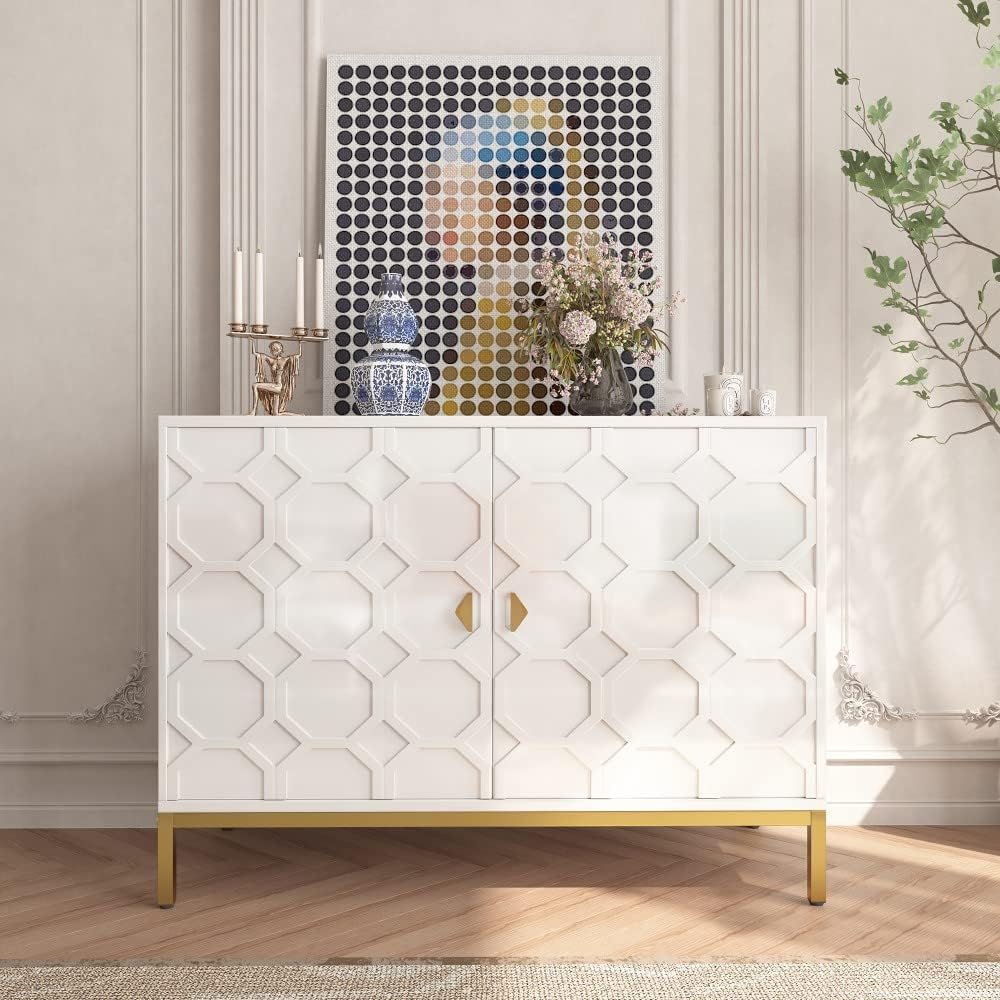 Boyel Living Sideboard Cabinet, Freestanding Storage Cabinet 2-Door Accent Ca...