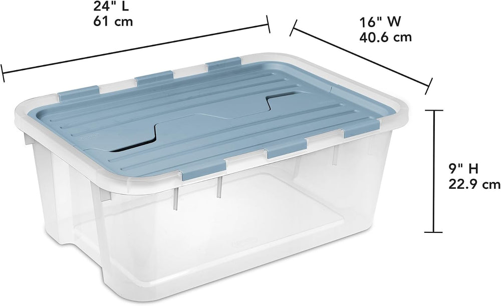 Sterilite Hinged Lid Storage Box, Plastic Container, 40 Quart, 6-Pack