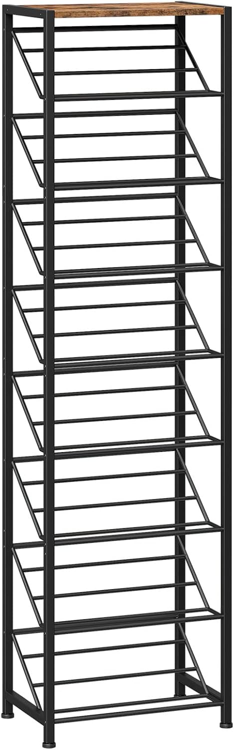 HOOBRO Narrow Shoe Rack for Small Spaces, Slanted Shoe Organizer for Entryway...