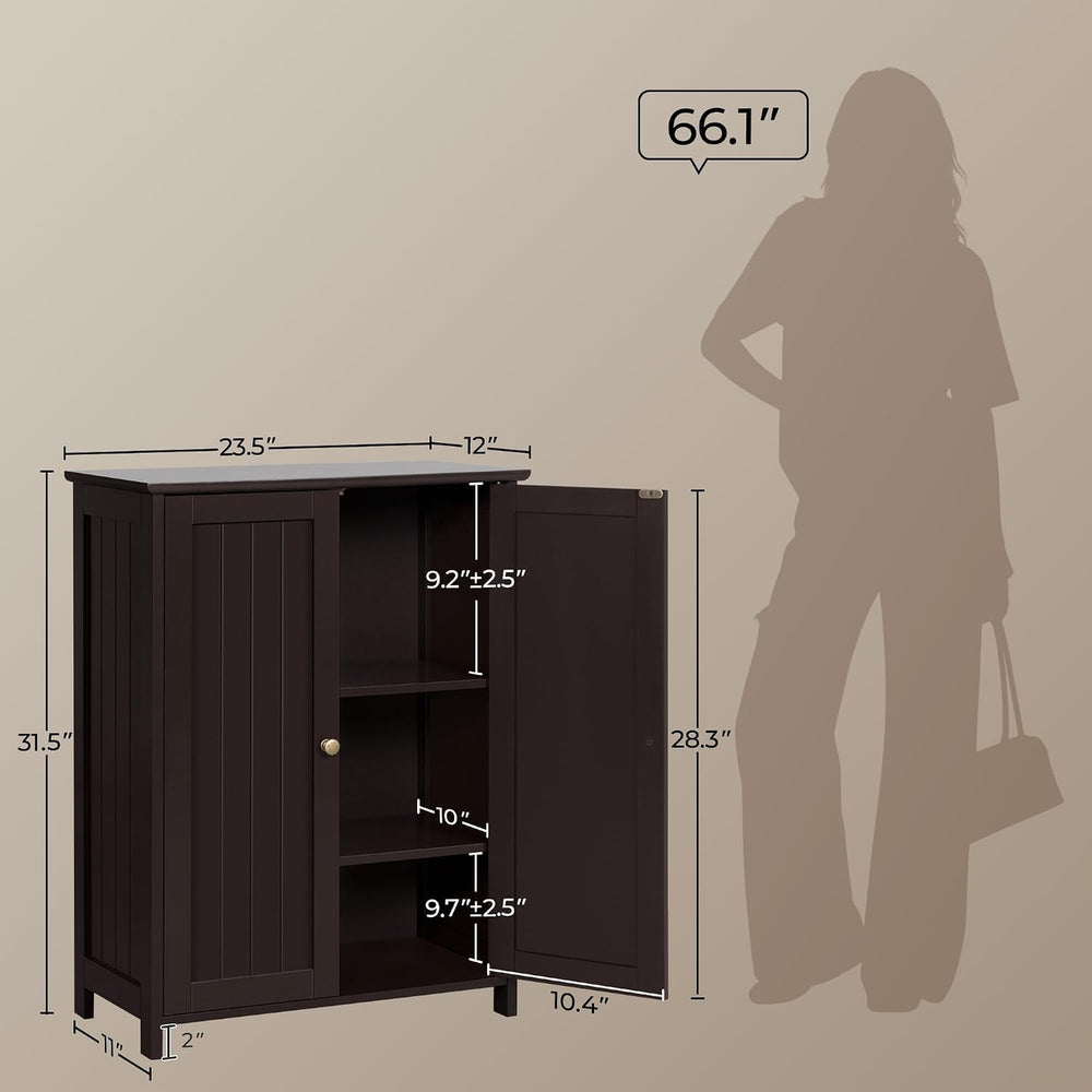 Yaheetech Small Bathroom Storage Cabinet for Towels with 2 Doors, Espresso