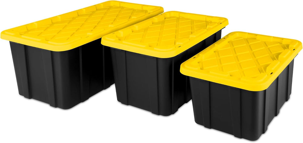 Sterilite Industrial Storage Tote with Lids for Garage, 27 Gallon, 18-Pack