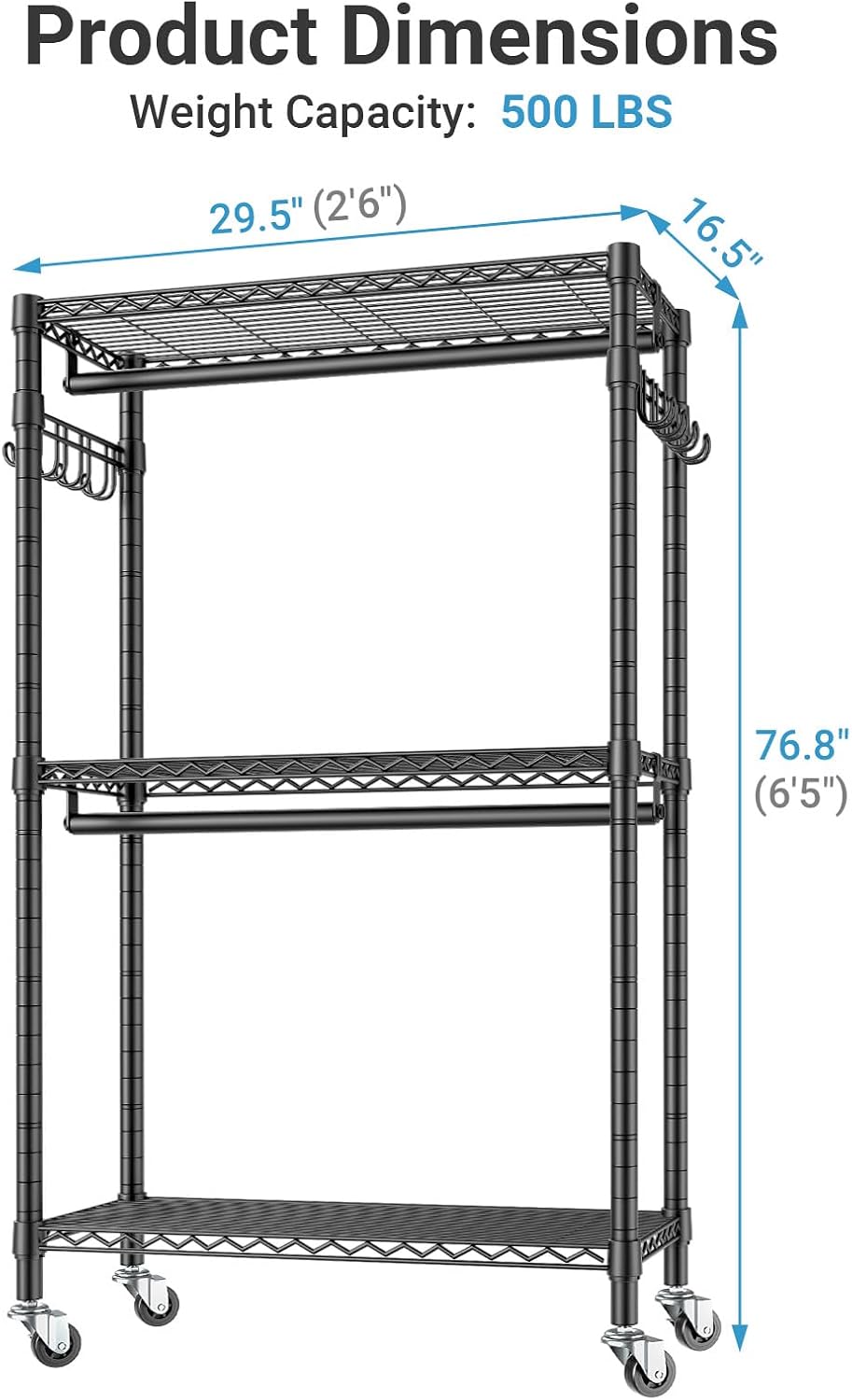 VIPEK R2 Medium Clothes Rack for Hanging Clothes Rolling Portable Closet