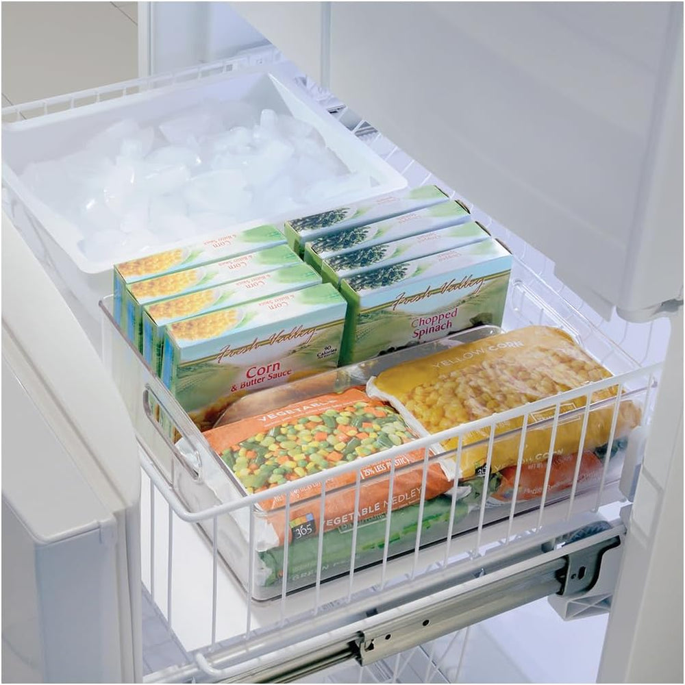 iDesign Divided Pantry Bin with Handles, Set of 3, Clear
