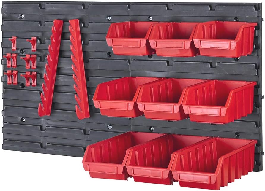 Faithfull FAIPAN12KIT Wall Mounted Organiser Storage Rack 22 Pieces, Includin...