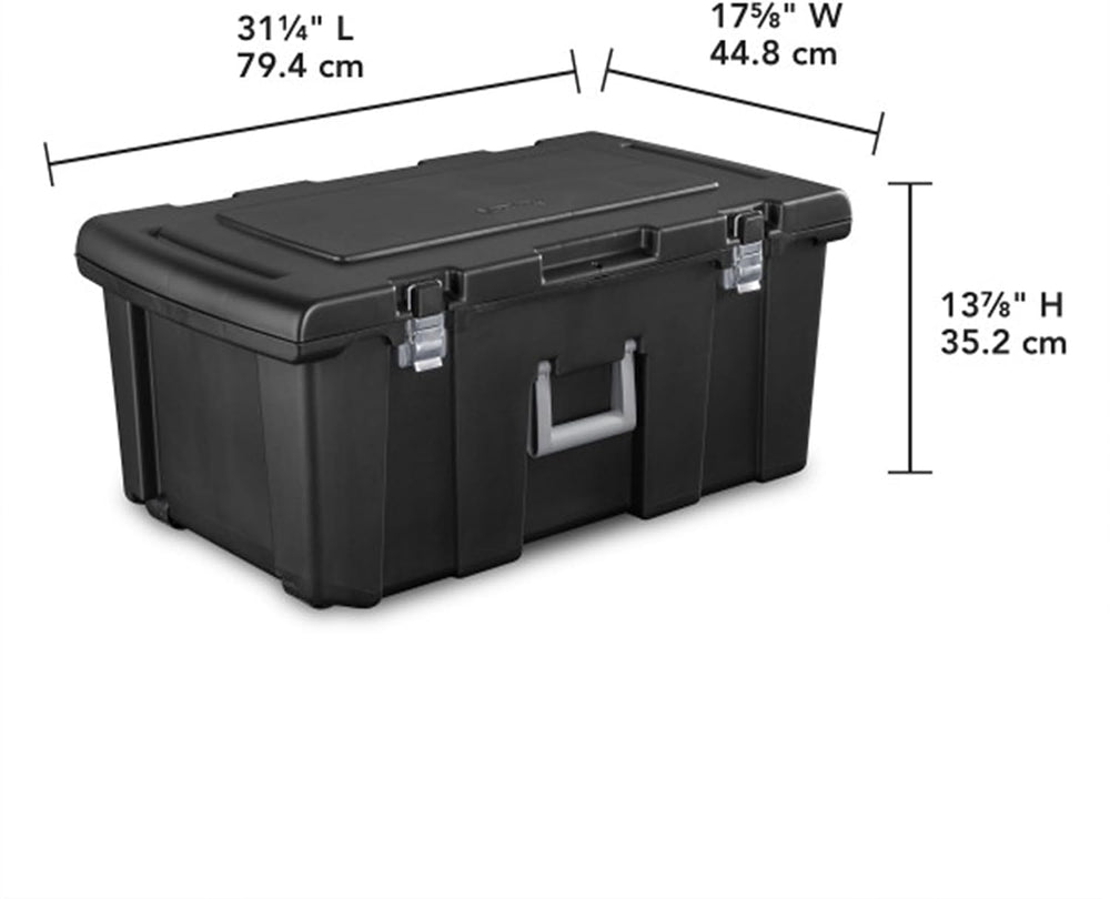 Sterilite Footlocker, Stackable Storage Bin with Latching Lid, Wheels and Han...