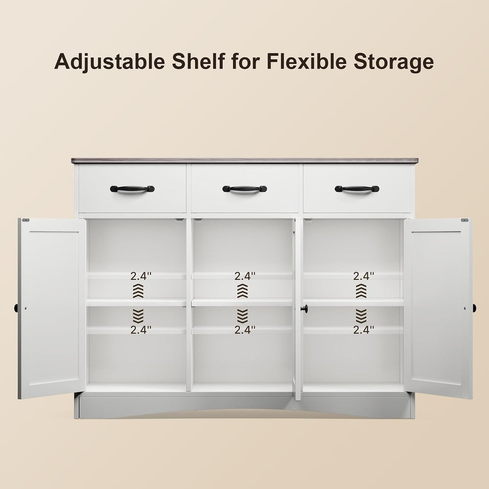 Gizoon Farmhouse Sideboard Buffet Cabinet with 3 Drawers & Barn Doors