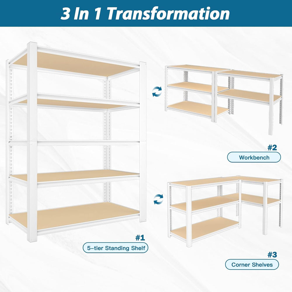 PrimeZone 28"W x 12"D x 59"H Closet Storage Shelves, 5-Tier Me...