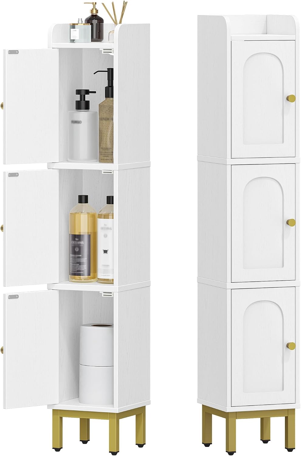 Hzuaneri Slim Bathroom Storage Cabinet, Narrow Bathroom Organizers,3 Doors