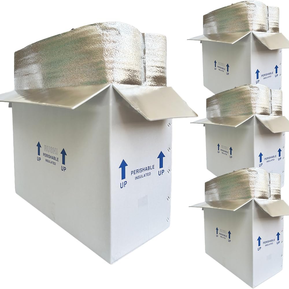 26x11x19'' Insulated Shipping Boxes with Bag Liners, Styrofoam Cold M...