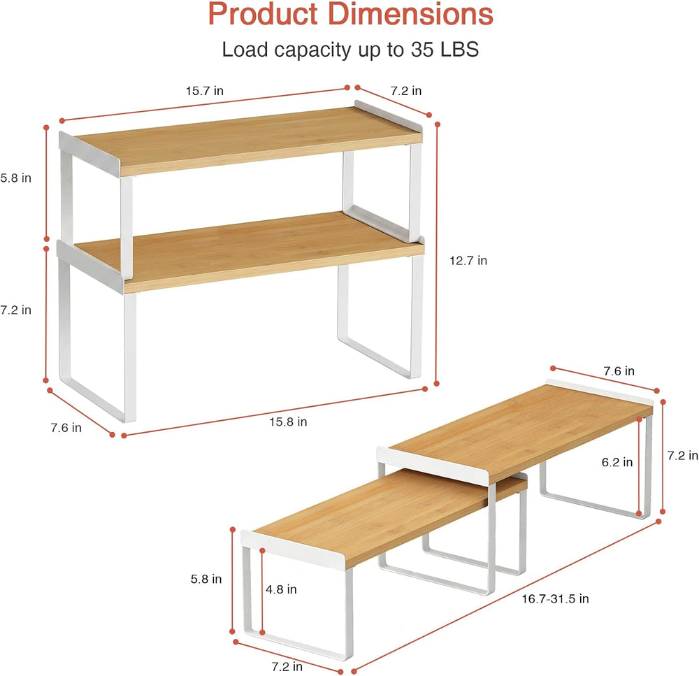 Goozii 4 Pack Stackable Cabinet Shelves Organizer, Shelf Rack with Anti-Fall ...