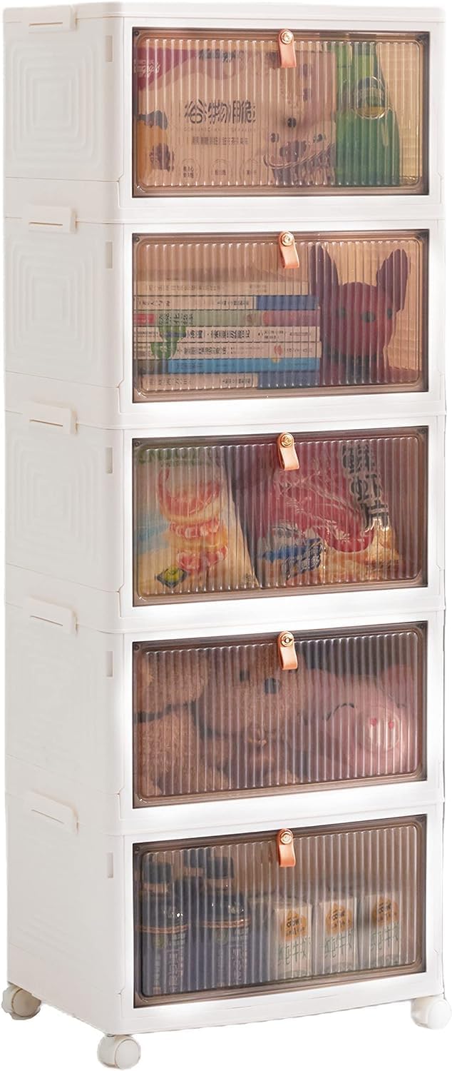 HYGRAD BUILT TO SURVIVE Foldable White Plastic Shoe Box Stackable Storage Cab...
