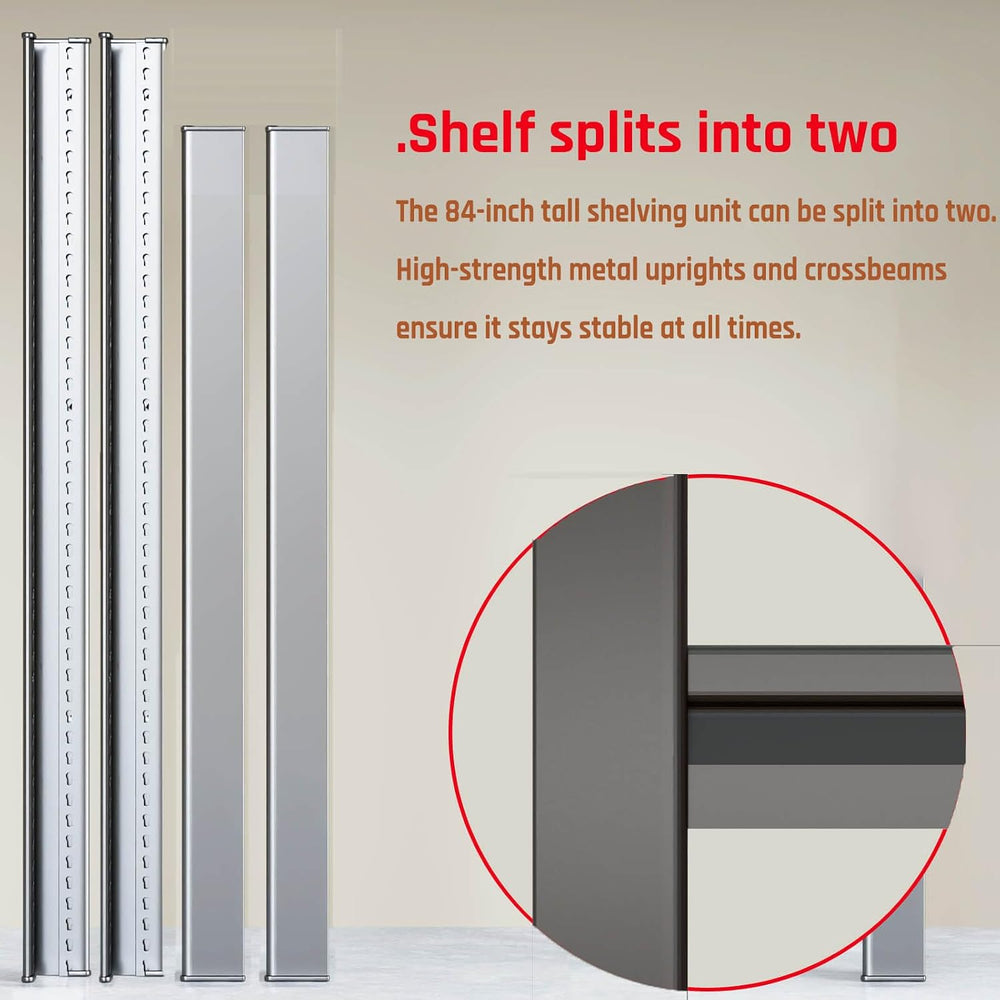 68" Wide Heavy Duty Garage Shelving Units, 5-Tier Deep Storage Shelves,B...