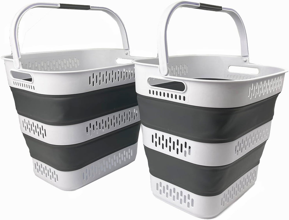 SAMMART 40L (10.5 Gallon) Collapsible Plastic Laundry Basket - Foldable Pop-U...