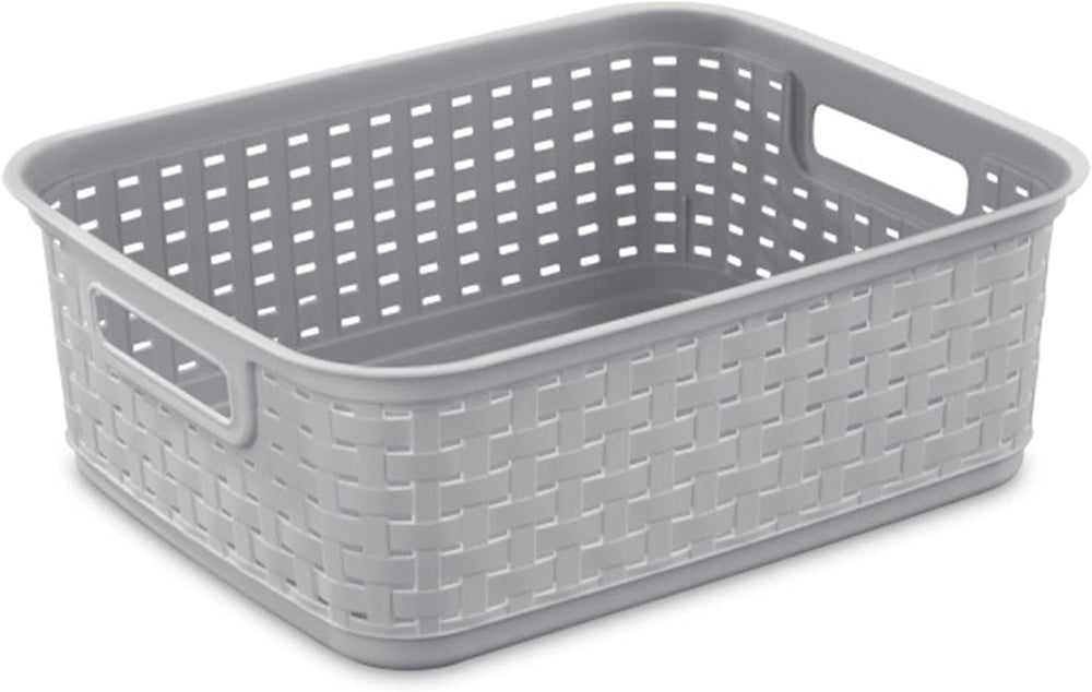 Sterilite Short Plastic Weave Storage Basket, Bin Organization for Countertop...