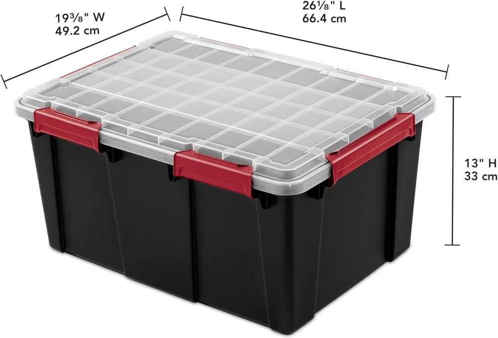 2 Pack 20 Gallon Stackable Plastic Storage Bins with Gasket Lids, Black