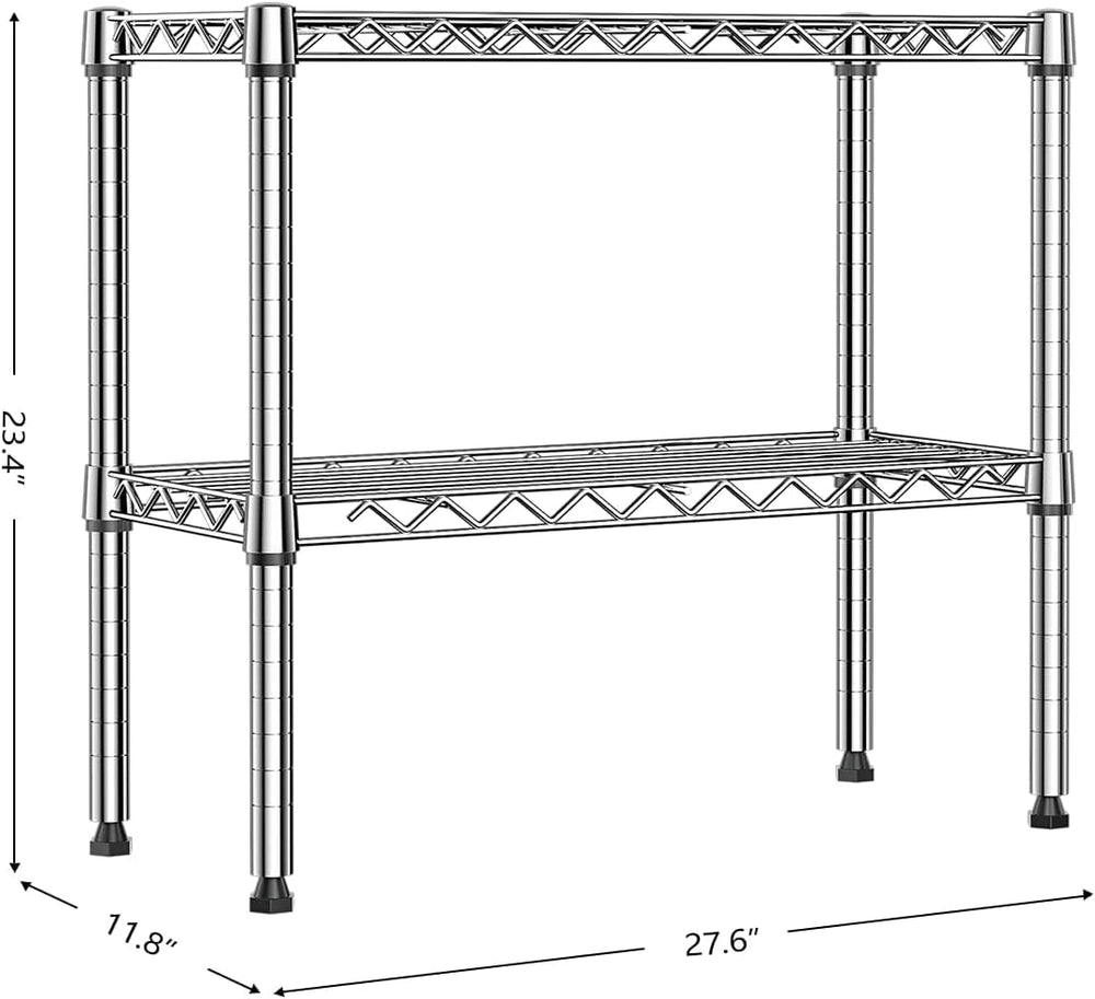 IZEUK 2 Tier Adjustable Metal Storage Shelving Unit, Heavy Duty Wire Rack Org...